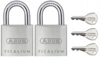 2 KŁÓDKI ABUS TITALIUM SYSTEM 1 KLUCZA 727 30MM