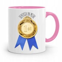 Kubek Różowy Prezent Dentysty Dentysta Na Medal Z Nadrukiem Ze Zdjęciem