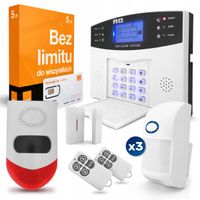 Alarm Zestaw Bezprzewodowy GSM WiFi Tuya Syrena 3x Czujnik PIR Pilot SIM
