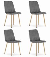 Krzesło tapicerowane LAVA ciemny szary 4 szt. welur do kuchni jadalni