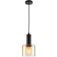 Loftowa lampa wisząca Santia PND-65342-1-BK+AMB okrągła do salonu czarna bursztynowa