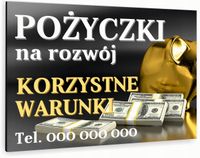 nadruk UV TABLICZKA nierdzewna reklamowa szyld POŻYCZKI 40x30 cm DIBOND