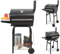 OGRODOWY GRILL WĘGLOWY Z POKRYWĄ STALOWY RUSZT 47X34CM NA KÓŁKACH LUND