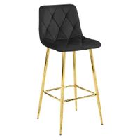Hoker barowy czarny NADO aksamit nowoczesny design nogi złote kuchnia