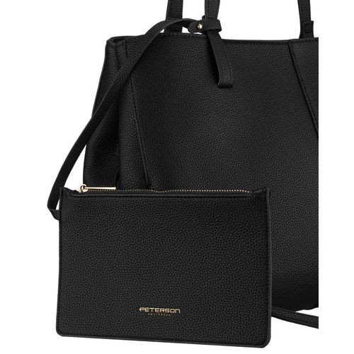 czarna shopperka damska wykonana ze skóry ekologicznej z praktycznym na Arena.pl