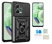 Etui pancerne do XIAOMI REDMI NOTE 12 5G Slide Ring czarny + folia ochronna