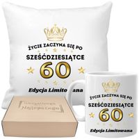 Poduszka i kubek prezent na 60 URODZINY zestaw prezentowy w pudełku