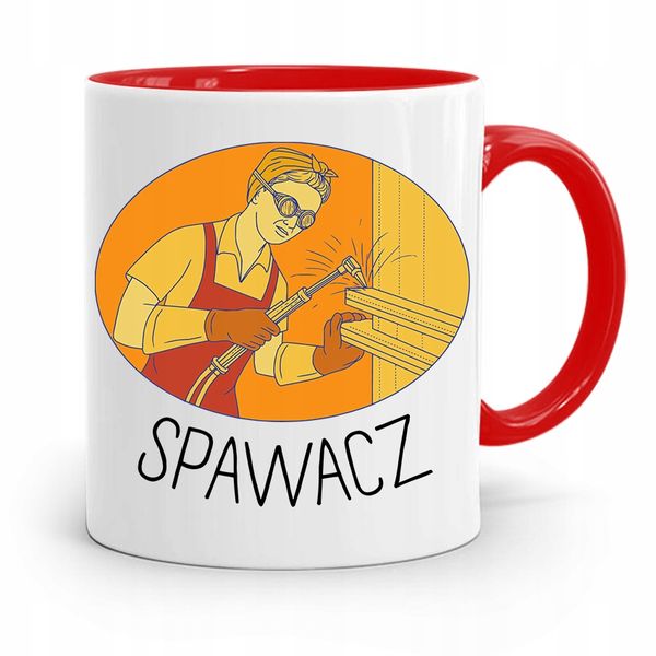Kubek Czerwony Prezent Dla Spawacza Spawacza Z Nadrukiem Ze Zdjęciem zdjęcie 1