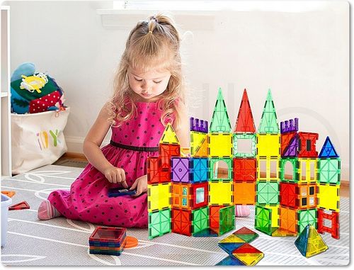 KLOCKI MAGNETYCZNE Duże 3D Magnetic Tiles Konstrukcyjne zestaw XXL 80 el na Arena.pl