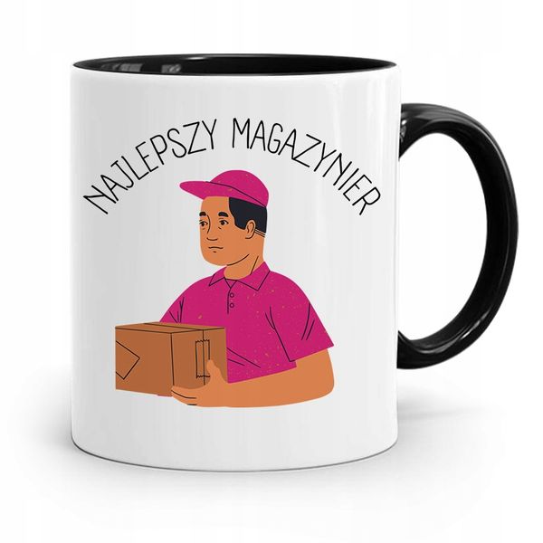 Kubek Czarny Dla Magazyniera Najlepszy Magazynier Z Nadrukiem Ze Zdjęciem zdjęcie 1