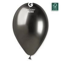 Balon shiny srebrny ciemny grafitowy #090, 33 cm 50 szt.