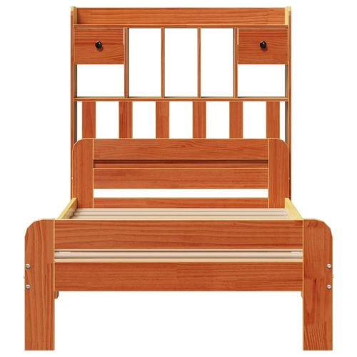 Łóżko z regałem, bez materaca, woskowy brąz, 75x190 cm, sosnowe na Arena.pl