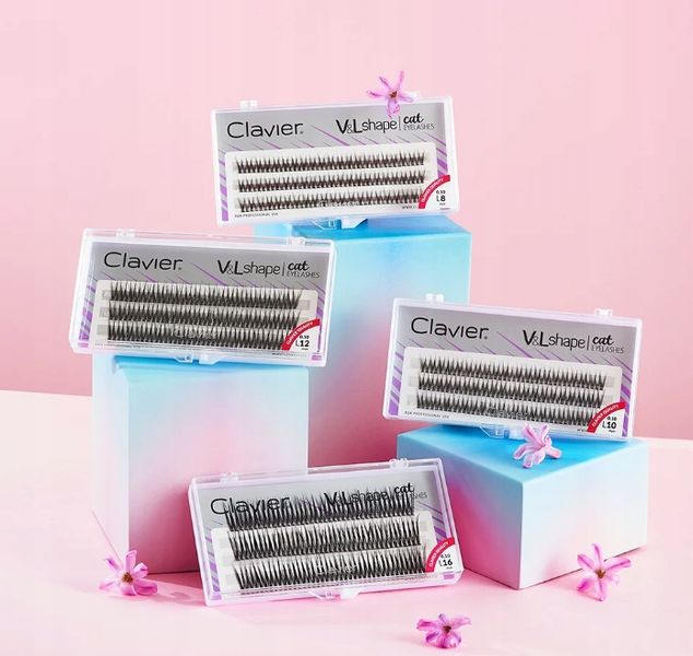 Kępki rzęs Clavier V&L Shape cat eyelashes skręt L - 16mm zdjęcie 2