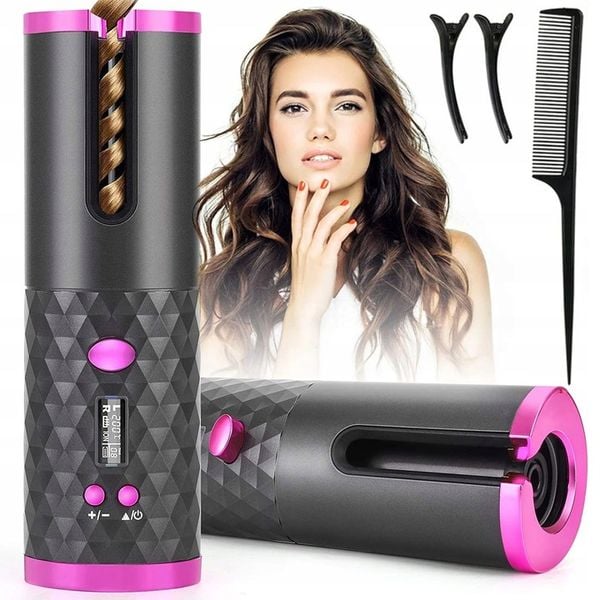 Lokówka automatyczna BEZPRZEWODOWA do włosów loków STYLIZACJI obrotowa LCD zdjęcie 1