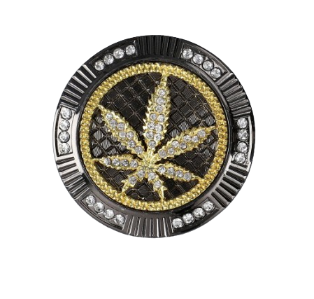 Czarny Młynek do Tytoniu Grinder Metalowy z Złoto-Srebrnym Listkiem Marychy na Arena.pl