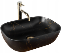 Umywalka Nablatowa Czarna Marmurowa Matowa REA BELINDA BLACK MARBLE