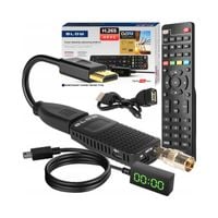 DEKODER TUNER TV DVB-T2 HEVC H.265 FULL HD MINI STICK PILOT BATERIE ZESTAW