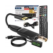 DEKODER TUNER TV DVB-T2 HEVC H.265 FULL HD MINI STICK PILOT BATERIE ZESTAW