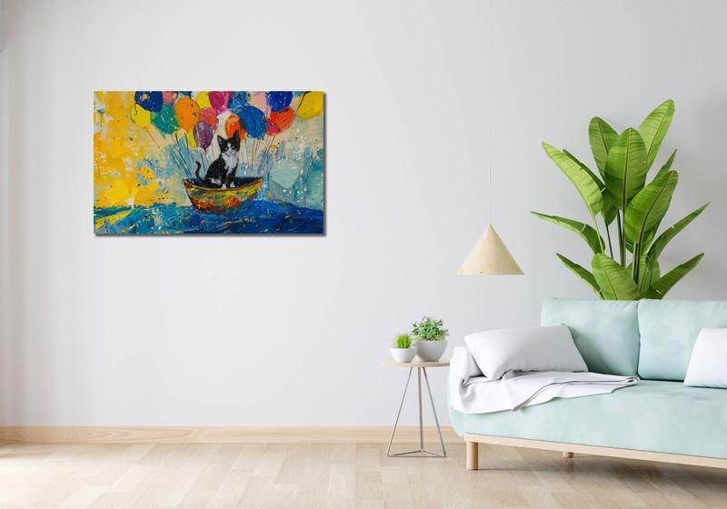 Obraz 100x60cm Kot na Łodzi zdjęcie 2