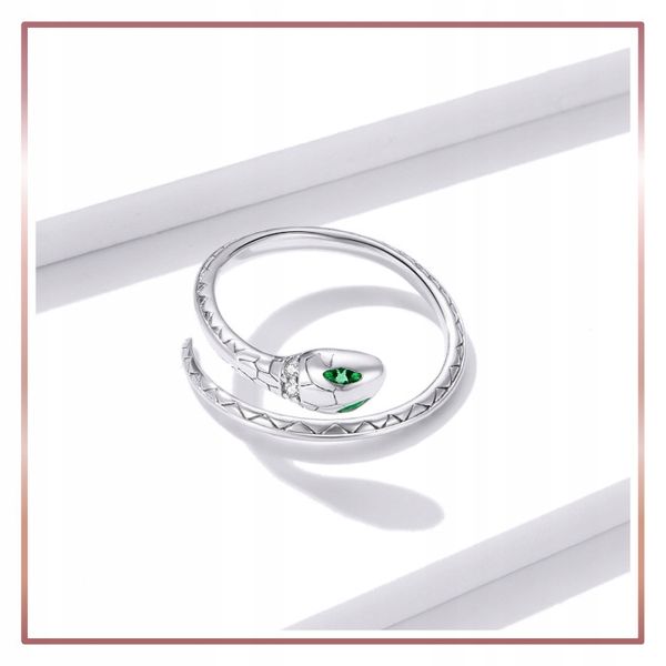 Srebrny Pierścionek Otwarty LŚNIĄCY WĄŻ S925 zdjęcie 5