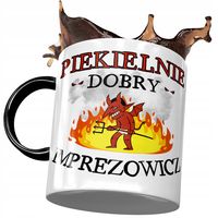 Kubek Czarny Dla Imprezowicza Piekielnie Dobry Z Nadrukiem Ze Zdjęciem