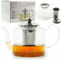 DZBANEK SZKLANY Z STALOWYM ZAPARZACZEM ZAPARZACZ DO HERBATY ZIÓŁ 1200 ML