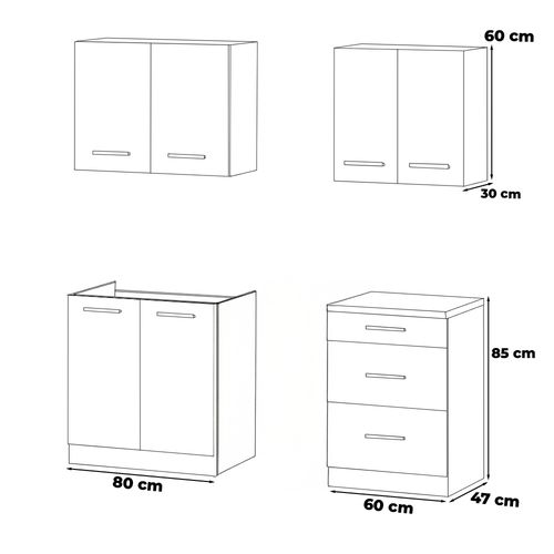 Kuchnia z blatem mini mokka 2m modułowa pojemna biały san sebastian szary na Arena.pl