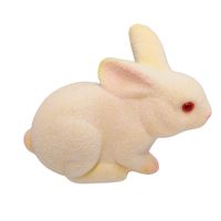 Zajączek siedzący flokowany kremowy