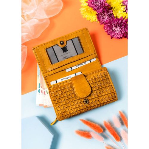 klasyczny portfel damski do torebki z geometrycznym wzorem - rovicky na Arena.pl