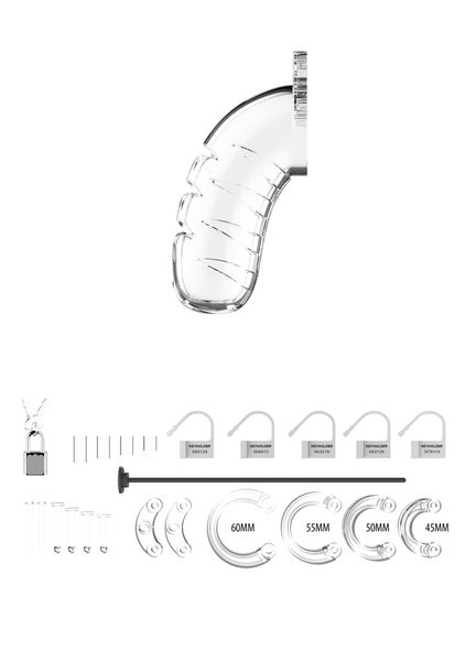 Model 16 - Chastity - 4.5"""" - Cock Cage - Transparent zdjęcie 4