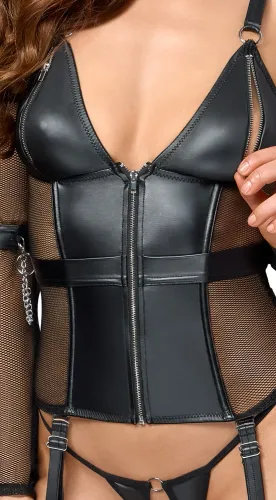 cottelli bondage komplet matowy top i stringi bez krocza czarny l na Arena.pl