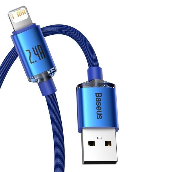 kabel usb do lightning baseus crystal shine, 2.4a, 2m (niebieski) zdjęcie 3