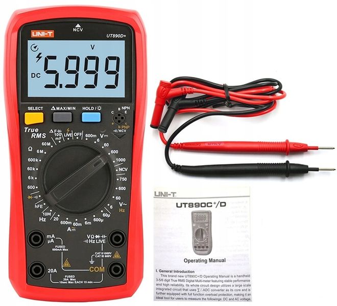 MIERNIK multimetr TrueRMS 20 NCV hFe UNI-T UT890D+ zdjęcie 1