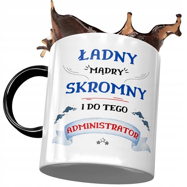 Kubek Czarny Dla Administratora Ładny Mądry Kubek Z Nadrukiem Ze Zdjęciem zdjęcie 1