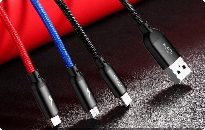 BASEUS MOCNY KABEL USB PRZEWÓD 3w1 do IPHONE MICRO TYP-C USB-C 3.5A 120cm zdjęcie 6