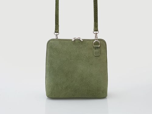 VERA PELLE torebka damska zamszowa listonoszka z paskiem V452 c.zielona na Arena.pl