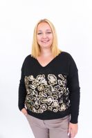 Czarny Sweterek z Aplikacją w Panterkę UNI