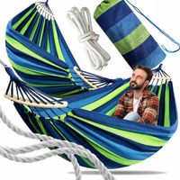 HAMAK OGRODOWY 2-osobowy XXL 260x150 Z DRĄŻKIEM HUŚTAWKA TURYSTYCZNY FOTEL
