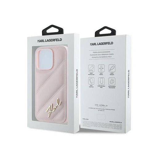 Karl Lagerfeld Diagonal Quilted Script - Etui iPhone 14 Pro Max (różowy) na Arena.pl