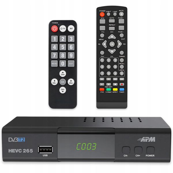 DEKODER APM Dekoder TNT H.265 HEVC DVB-T2 DVB-C HDMI, SCART, USB, COAX zdjęcie 1