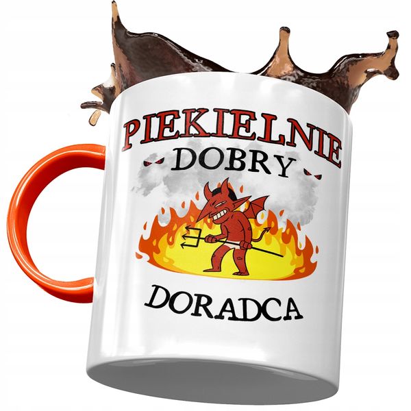 Kubek Pomarańczowy Dla Doradcy Piekielnie Dobry Z Nadrukiem Ze Zdjęciem zdjęcie 1