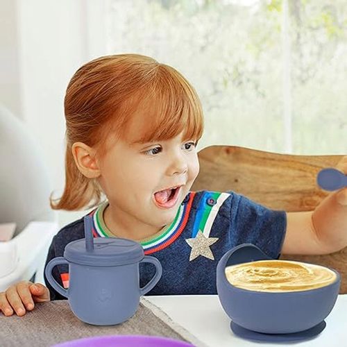 ZESTAW DO KARMIENIA NACZYŃ SILIKONOWE TALERZYK DLA NIEMOWLĄT Z PRZYSSAWKĄ na Arena.pl