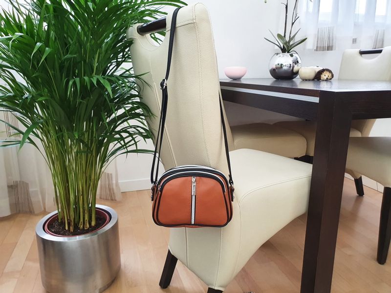 VERA PELLE torebka damska skórzana listonoszka 3 komorowa V463 camel zdjęcie 2