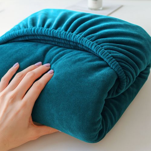 PRZEŚCIERADŁO Z GUMKĄ 140x200 PLUSZOWE POLAROWE MIŚ MIĘKKIE CIEPŁE TURKUSOWE na Arena.pl