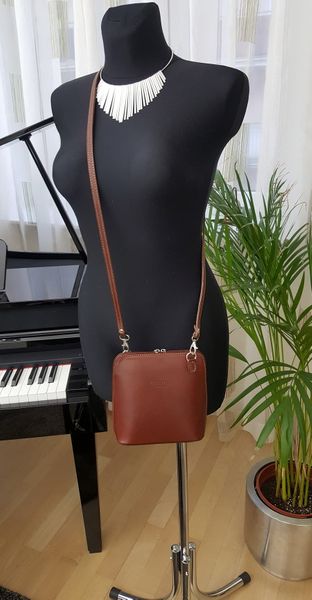 VERA PELLE torebka skórzana damska listonoszka stożek V024 c.brązowa zdjęcie 2