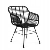 Krzesło JARDIN plecione rattanowe czarne ogród salon 57x62x81 cm HOMLA