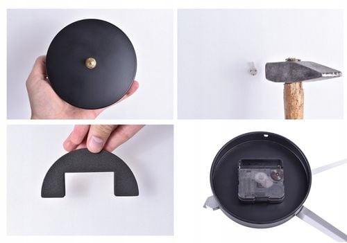 ZEGAR NAKLEJANY DIY 3D DUŻY CICHY POŁYSK EFEKT LUSTRZANY SREBRNY 130 na Arena.pl