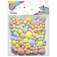 pompony 15g mix żółto-niebiesko-różowe 7447