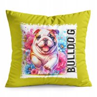 PODUSZKA ŻÓŁTA PREZENT - PIES PSY PIESEK RASA BULLDOG