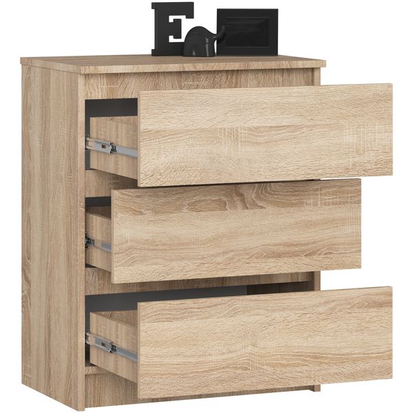 KOMODA K 60 cm 3 SZUFLADY DĄB SONOMA zdjęcie 2